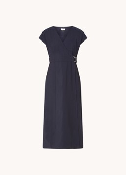 Phase Eight Dames Liv midi wikkeljurk met V-hals in de kleur Donkerblauw