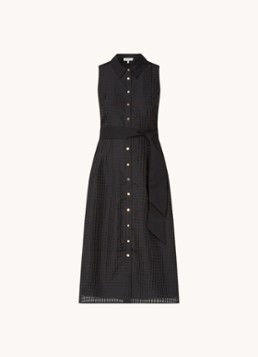 Phase Eight Dames Carey midi jurk met strikceintuur in de kleur Zwart