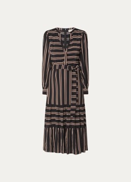 Phase Eight Dames Laura midi tuniekjurk met streepprint en strikceintuur in de kleur Zwart
