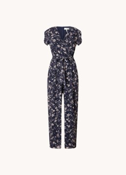 Phase Eight Dames Helene straight fit jumpsuit met bloemenprint en strikceintuur in de kleur Donkerblauw
