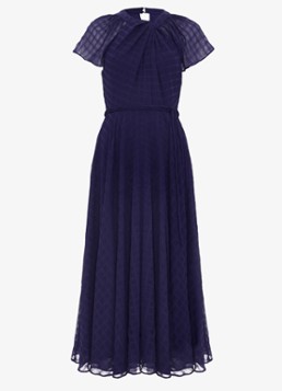 Phase Eight Dames Gwen midi jurk met structuur en strikceintuur in de kleur Donkerblauw