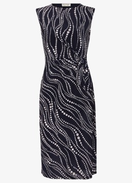 Phase Eight Dames Josey midi jurk met stippenprint en plooidetail in de kleur Donkerblauw
