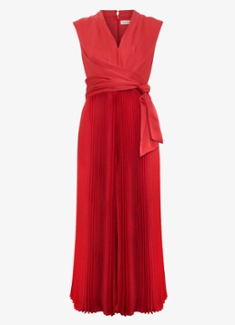 Phase Eight Dames Celestia midi jurk met plissé en strikdetail in de kleur Rood
