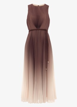 Phase Eight Dames Simara midi jurk met dip-dye dessin en plissé in de kleur Lichtbruin