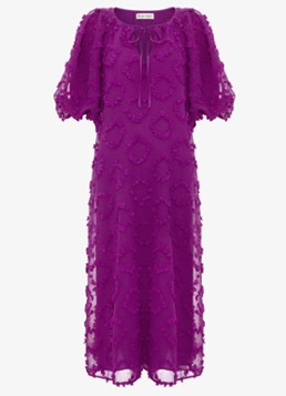 Phase Eight Dames Bella midi jurk met strikkraag en structuur in de kleur Paars