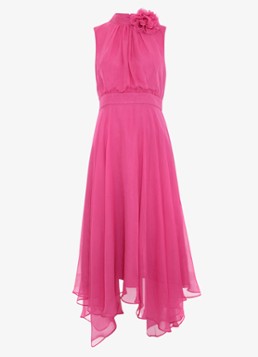 Phase Eight Dames Lucinda midi jurk met plooien in de kleur Fuchsia