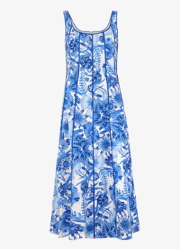 Phase Eight Dames Goldie mouwloze midi jurk met bloemenprint in de kleur Blauw