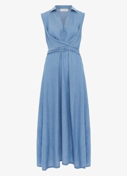Phase Eight Dames Becky midi jurk met strikdetail in de kleur Indigo
