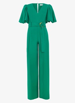 Phase Eight Dames Margot wide fit jumpsuit met ceintuur en V-hals in de kleur Groen