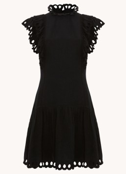 Phase Eight Dames Reena mini jurk in linnenblend met ruches in de kleur Zwart