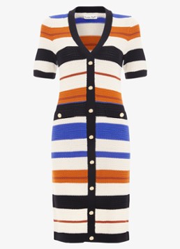Phase Eight Dames Bridget grofgebreide midi jurk met streepprint in de kleur Zwart