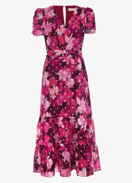 Phase Eight Dames Azalea midi jurk met bloemenprint in de kleur Roze