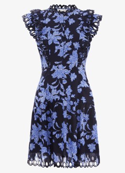 Phase Eight Dames Caraline mini jurk met bloemenprint in de kleur Donkerblauw