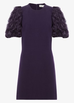 Phase Eight Dames Aida mini jurk met pofmouw in de kleur Aubergine