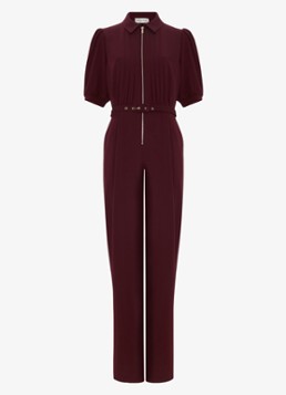 Phase Eight Dames Candice jumpsuit met pofmouw in de kleur Bordeauxrood