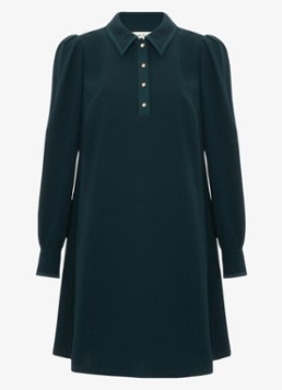 Phase Eight Dames Petite Gina mini jurk met polokraag in de kleur Donkergroen