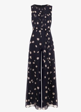 Phase Eight Dames Maxine wide fit jumpsuit met stippenprint in de kleur Donkerblauw
