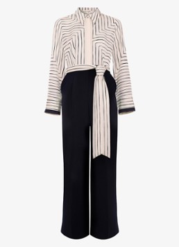 Phase Eight Dames Geo wide fit jumpsuit met grafische print in de kleur Donkerblauw
