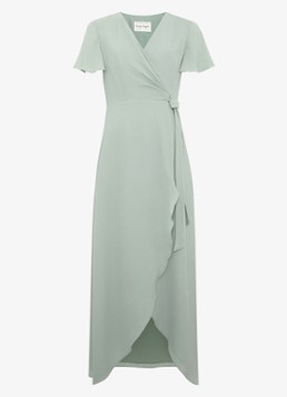 Phase Eight Dames Julissa maxi wikkeljurk met vlindermouw in de kleur Lindegroen