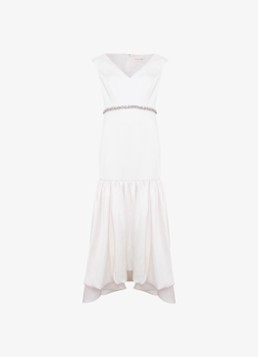 Phase Eight Dames Othelia maxi jurk met volant in de kleur Gebroken wit