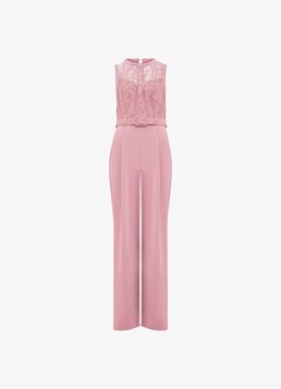 Phase Eight Dames Petite Ivanna jumpsuit met broderie en ceintuur in de kleur Oudroze