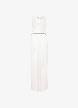 Phase Eight Dames Rubiana wide fit jumpsuit met ceintuur in de kleur Gebroken wit