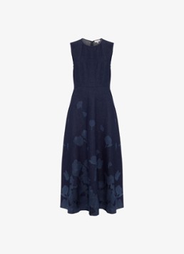 Phase Eight Dames Juliette midi jurk met print en steekzakken in de kleur Denim