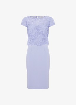 Phase Eight Dames Daisy midi jurk met top van broderie in de kleur Lichtblauw