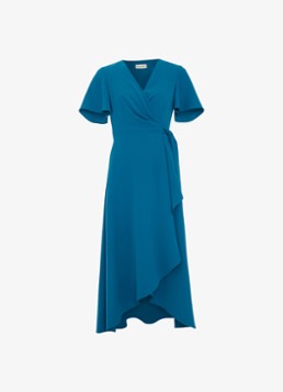 Phase Eight Dames Julissa midi wikkeljurk met strikceintuur in de kleur Blauw