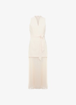 Phase Eight Dames Pia midi jurk met strikceintuur en plooien in de kleur Ivory