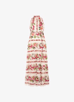 Phase Eight Dames Nita midi jurk met bloemenprint in linnenblend in de kleur Cream