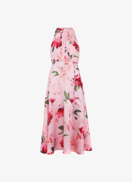 Phase Eight Dames Bethany midi jurk in linnenblend met bloemenprint in de kleur Roze
