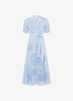 Phase Eight Dames Queenie midi tuniekjurk met strikceintuur in de kleur Blue