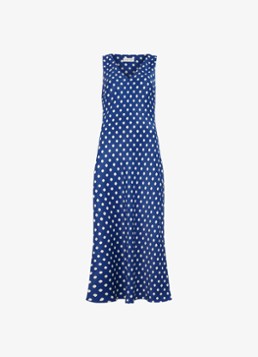 Phase Eight Dames Tina midi jurk met stippenprint in de kleur Donkerblauw
