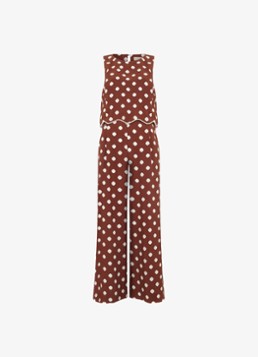 Phase Eight Dames Alia loose fit jumpsuit met stippenprint in de kleur Bruin