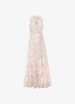 Phase Eight Dames Petite Nita maxi jurk met stippenprint en strikceintuur in de kleur Gebroken wit