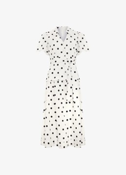 Phase Eight Dames Adele midi jurk met stippenprint in de kleur Ivoor