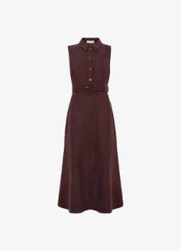 Phase Eight Dames Elspeth midi jurk met ceintuur in de kleur Chocoladebruin