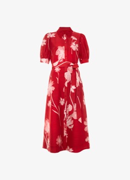 Phase Eight Dames Delphine midi jurk met bloemenprint in de kleur Rood
