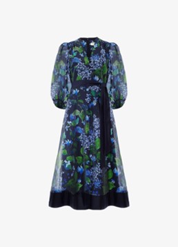Phase Eight Dames Midi jurk met strikceintuur in de kleur Donkerblauw