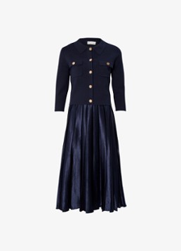 Phase Eight Dames Penny midi jurk met plooien in de kleur Blauw