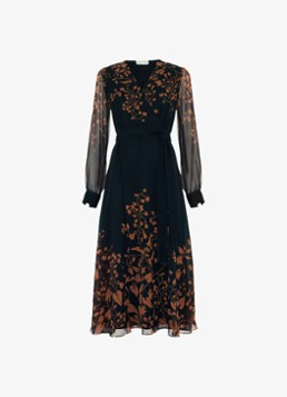 Phase Eight Dames Arema midi wikkeljurk met bloemenprint in de kleur Zwart