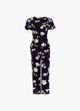 Phase Eight Dames Petite Jolie straight fit jumpsuit met bloemenprint in de kleur Zwart