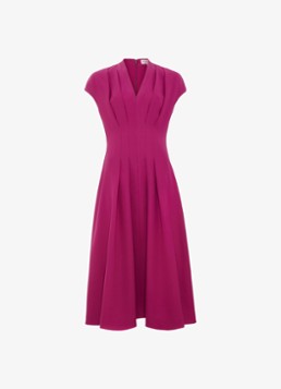 Phase Eight Dames Hanna midi jurk met plooien in de kleur Fuchsia