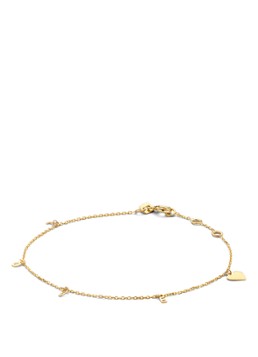 Jackie 14K Gold Dames Love bedelarmband van 14 karaat geelgoud