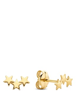 Jackie 14K Gold Dames Triple Star oorknopjes van 14 karaat geelgoud