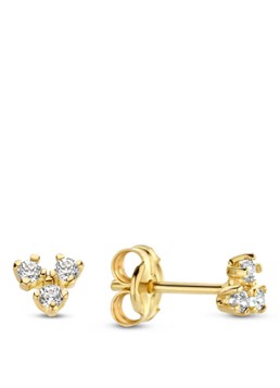 Jackie 14K Gold Dames Miró Triangle oorknopjes van 14 karaat geelgoud met topaas in de kleur Geelgoud, maat: ONE SIZE