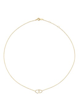 Jackie 14K Gold Dames Double Heart ketting van 14 karaat geelgoud in de kleur Geelgoud, maat: 1 size