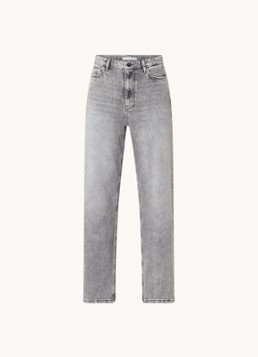 By-bar Dames Lina MJ high waist wide leg jeans met steekzakken in de kleur Grijs, maat: XL