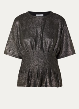 By-bar Dames Diva top met peplum en lurex in de kleur Goud, maat: L